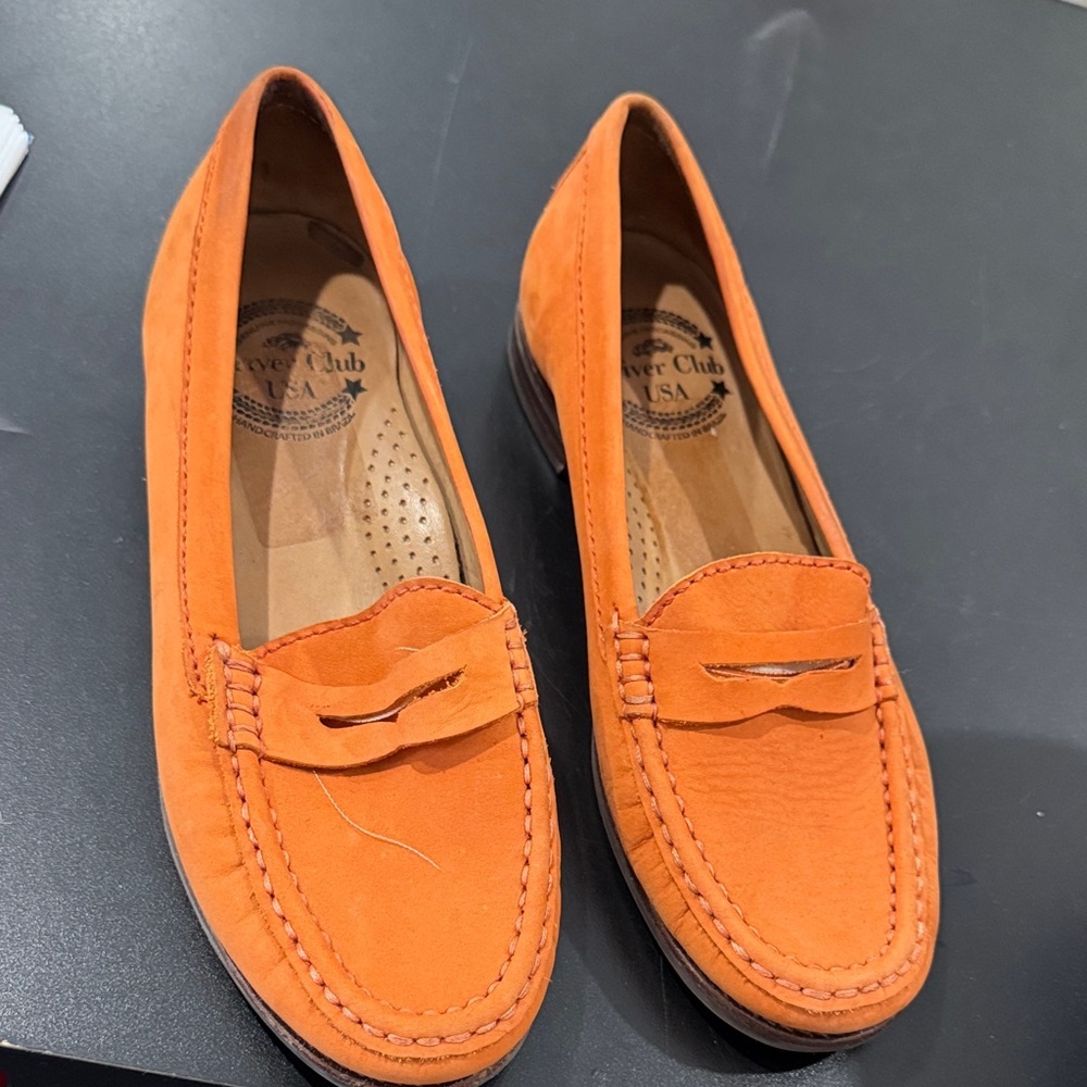 Driver Club USA Orange Suede Penny Loafers